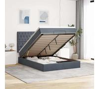 RMIHSJG Lit ottoman avec matelas gris foncé, 140 x 200 cm, en velours, ressorts ensachés et mécanisme hydraulique pour espace de rangement et confort de sommeil ergonomique