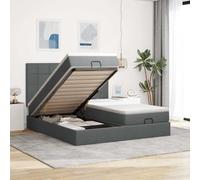 RMIHSJG Lit ottoman avec matelas gris foncé, 200 x 200 cm, en tissu, matelas à ressorts ensachés et mécanisme de levage hydraulique pour un grand espace de rangement, tissu polyester respirant