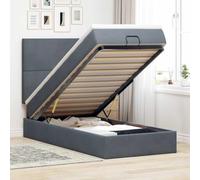 RMIHSJG Lit ottoman avec matelas gris foncé, 80 x 200 cm, ressorts ensachés en velours et mécanisme hydraulique pour un sommeil réparateur et un grand espace de rangement