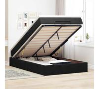 RMIHSJG Lit ottoman avec matelas noir, 120 x 190 cm, en velours, ressorts ensachés et mécanisme hydraulique pour espace de rangement et de confort