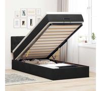 RMIHSJG Lit ottoman avec matelas noir, 90 x 200 cm, ressorts ensachés en velours et mécanisme hydraulique pour espace de rangement et un confort de sommeil réparateur