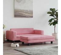 RMIHSJG Lit pour chien, avec rallonge rose, 100 x 50 x 30 cm, en velours, canapé doux avec rembourrage et cadre en bois de pin robuste pour plus de stabilité, zone de couchage extra large avec