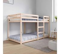 RMIHSJG Lit superposé en pin massif sans matelas 90 x 190 cm, 2 lits simples, garde-corps de sécurité, design peu encombrant pour un espace limité, cadre de lit robuste en bois naturel