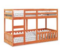 RMIHSJG Lit superposé marron cire, 75 x 190 cm, en pin massif, avec protection anti-chute et échelle intégrée pour un sommeil peu encombrant et une montée en toute sécurité