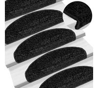 RMIHSJG Lot de 10 tapis d'escalier, 65 x 21 x 4 cm, noirs, antidérapants, en polypropylène tufté, insonorisants et lavables pour un maintien sûr, avec ruban adhésif double face simple