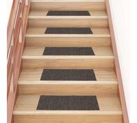 RMIHSJG Lot de 15 tapis d'escalier autocollants - 60 x 25 cm - Anthracite - Rectangulaires - Protection d'escalier - Antidérapants - Réduction du bruit - Polypropylène robuste et durable - Lavable en