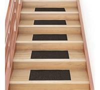 RMIHSJG Lot de 15 tapis d'escalier autocollants - 60 x 25 cm - Marron foncé - Rectangulaires - Antidérapants - Protection des escaliers - Réduction du bruit - Polypropylène robuste et durable - Facile