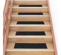 RMIHSJG Lot de 15 tapis d'escalier autocollants - 76 x 20 cm - Noir - Rectangulaires - Antidérapants - Protection d'escalier - Durable - En polypropylène - Réduction du bruit - Accessoires d'intérieur