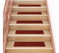 RMIHSJG Lot de 15 tapis d'escalier autocollants 76 x 20 cm - Rouge bordeaux - Rectangulaires - Antidérapants - Réduction du bruit - Polypropylène robuste et durable - Lavable en machine