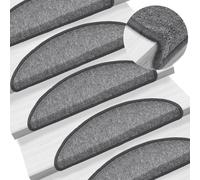 RMIHSJG Lot de 15 tapis d'escalier gris foncé, 56 x 17 x 3 cm, antidérapants en 100 % polypropylène avec propriétés d'isolation acoustique pour un maintien sûr, ruban adhésif double face pour