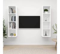 RMIHSJG Lot de 2 armoires murales en bois blanc - Armoire murale - Buffet suspendu - Commode - Meuble TV