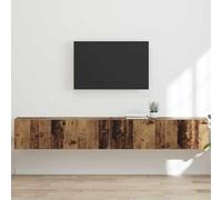 RMIHSJG Lot de 2 armoires murales en bois recyclé - 98 x 31 x 29,5 cm - En bois avec portes battantes et étagères murales pour ranger vos appareils multimédias élégants et minimalistes