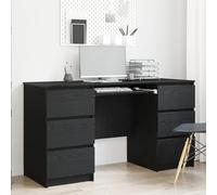 RMIHSJG Lot de 2 bureaux en chêne noir - 140 x 50 x 76 cm - En bois avec 6 tiroirs - Pour la maison et le bureau - Bureau moderne avec espace de rangement - Fonctionnel