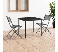 RMIHSJG Lot de 2 chaises de jardin pliantes, noires, en acier et textilène résistant, pour terrasse, balcon, extérieur, avec cadre en acier robuste