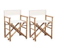 RMIHSJG Lot de 2 chaises de réalisateur pliables en bambou et toile - Chaise de jardin résistante aux intempéries avec confort d'assise pour terrasse et balcon - Pliable et peu encombrante