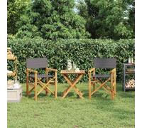 RMIHSJG Lot de 2 chaises de réalisateur pliantes en teck massif gris - Pour jardin, balcon, camping - Avec accoudoirs et dossier - Siège d'extérieur résistant aux intempéries