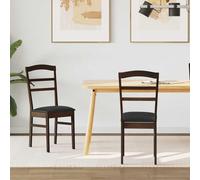 RMIHSJG Lot de 2 chaises de salle à manger vintage en bois de caoutchouc massif avec coussin d'assise et dossier pour salle à manger, cuisine, bureau, robuste avec finition laquée, simple