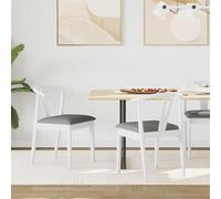 RMIHSJG Lot de 2 chaises de salle à manger vintage en bois d'hévéa massif blanc et gris avec coussin d'assise pour cuisine et bureau à domicile, construction durable et finition laquée élégante