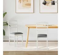 RMIHSJG Lot de 2 chaises de salle à manger vintage en bois d'hévéa massif blanc et gris avec coussin d'assise pour cuisine et bureau à domicile, meuble en bois d'hévéa robuste, finition laquée et