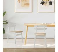 RMIHSJG Lot de 2 chaises de salle à manger vintage en bois massif de caoutchouc blanc et marron avec finition laquée et coussin d'assise pour salle à manger et bureau à domicile