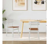 RMIHSJG Lot de 2 chaises de salle à manger vintage en bois massif de caoutchouc blanc et naturel avec finition laquée et coussin d'assise pour salle à manger et bureau à domicile
