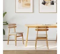 RMIHSJG Lot de 2 chaises de salle à manger vintage en bois massif d'hévéa avec finition laquée et coussin d'assise, grain naturel, élégantes et durables pour salle à manger, salon ou bureau à domicile