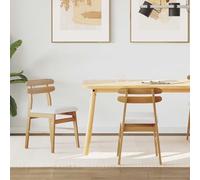 RMIHSJG Lot de 2 chaises de salle à manger vintage en bois massif d'hévéa avec finition laquée et coussin d'assise pour plus de confort, grain naturel, construction robuste, polyvalente, pour salle à