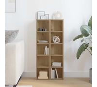 RMIHSJG Lot de 2 étagères CD - Chêne artisanal - 21 x 16 x 93,5 cm - Matériau bois avec 5 compartiments spacieux pour CD, DVD, Blu-Rays, système d'étagères robuste avec support mural, espace de