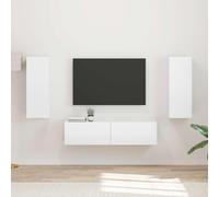 RMIHSJG Lot de 2 meubles TV muraux en bois blanc brillant - Espace de rangement moderne pour le salon - Électronique grand public