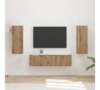 RMIHSJG Lot de 2 meubles TV muraux en bois de chêne artisanal, espace de rangement moderne pour électronique grand public, avec design minimaliste et montage mural peu encombrant