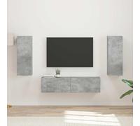 RMIHSJG Lot de 2 meubles TV muraux en bois gris béton - Espace de rangement moderne pour l'électronique grand public - Ce meuble TV mural en béton gris est fabriqué en matériau robuste