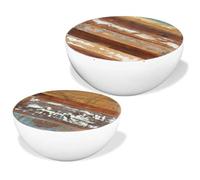 RMIHSJG Lot de 2 tables basses en bois recyclé massif Table d'appoint d'extérieur Table basse Petite table pour salon, extérieur, chambre à coucher, bureau