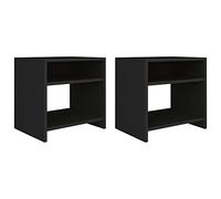 RMIHSJG Lot de 2 tables de chevet - Noir - 40 x 30 x 40 cm - En matériau dérivé du bois avec compartiment ouvert et étagère pour espace de rangement - Coffre polyvalent comme table basse - Armoires de