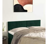 RMIHSJG Lot de 2 têtes de lit classiques - Vert foncé - 72 x 5 x 78/88 cm - En velours - Hauteur réglable - Tissu luxueux - Pieds en bois robustes - Support stable - Lecture et télévision