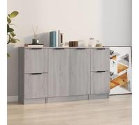 RMIHSJG Lot de 3 buffets en bois Sonoma gris avec charme minimaliste et grand espace de rangement, facile d'entretien et multifonctionnel comme armoire console ou armoire d'appoint