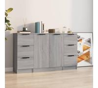 RMIHSJG Lot de 3 buffets en bois Sonoma gris avec charme minimaliste et grand espace de rangement, multifonctionnels comme commode ou armoire console, facile d'entretien et robuste