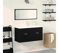 RMIHSJG Lot de 3 meubles de salle de bain - Aspect chêne noir - Montage mural - Avec miroirs et poignées en métal - Pour une esthétique contemporaine et un rangement pratique