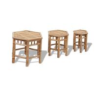 RMIHSJG Lot de 3 tabourets en bambou empilables résistants aux intempéries pour terrasse, jardin et intérieur