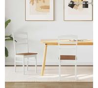 RMIHSJG Lot de 4 chaises de salle à manger, vintage, en bois d'hévéa massif blanc et naturel, avec coussin d'assise, pour salle à manger, cuisine, bureau - Chaises en bois robustes avec finition