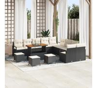 RMIHSJG Lot de 5 canapés d'angle en polyrotin noir avec coussins et matériaux résistants aux UV pour terrasse, extérieur