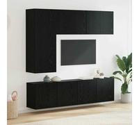 RMIHSJG Lot de 5 meubles muraux pour TV - Aspect chêne noir - En bois - Avec espace de rangement - Pour le salon - Électronique grand public