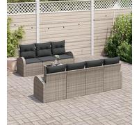 RMIHSJG Lot de 8 canapés de jardin, avec coussins, gris, en rotin synthétique, design modulaire, pour terrasse et balcon, tissu à la main résistant aux intempéries, rembourrage confortable, nettoyage