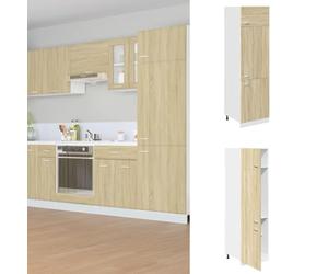 RMIHSJG Lyon Armoire réfrigérée en chêne Sonoma 60 x 57 x 207 cm Matériau bois avec 4 étagères et 3 portes pour l'organisation de la cuisine et l'espace de rangement