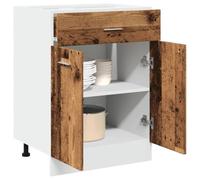RMIHSJG Lyon Meuble bas aspect bois vieilli 60 x 46 x 81,5 cm en matériau dérivé du bois avec tiroir et deux compartiments pour une organisation optimale de la cuisine et un espace de rangement