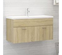 RMIHSJG Meuble de lavabo en chêne Sonoma - 90 x 38,5 x 46 cm - En matériau dérivé du bois avec 1 compartiment et 2 portes - Pour le rangement et l'espace de rangement de la salle de bain