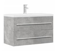RMIHSJG Meuble de lavabo - Gris béton - 80 x 38,5 x 48 cm - Avec espace de rangement pour salle de bain - Design moderne - Matériau du bois résistant à l'humidité