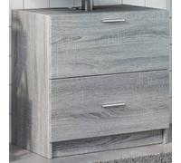 RMIHSJG Meuble de lavabo gris Sonoma 59 x 37 x 59 cm en matériau dérivé du bois avec 1 tiroir et 1 compartiment pour rangement de salle de bain, résistant à l'humidité, avec support mural