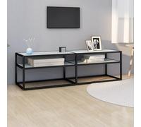 RMIHSJG Meuble TV blanc aspect marbre - Buffet suspendu - Pour TV - Commode - Banc - Buffet de salon - 140 x 40 x 40,5 cm - Verre trempé