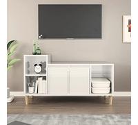 RMIHSJG Meuble TV blanc brillant - Commode - Buffet suspendu - 100 x 35 x 55 cm - Matériau dérivé du bois