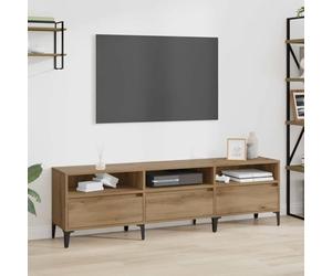 RMIHSJG Meuble TV, chêne artisanal, 150 x 30 x 45 cm, en bois composite et fer, avec espace de rangement, étagères, tiroirs, pour le salon, électronique grand public